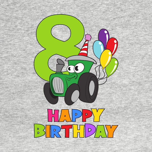 8th Birthday Party 8 Year Old Eight Years by KidsBirthdayPartyShirts